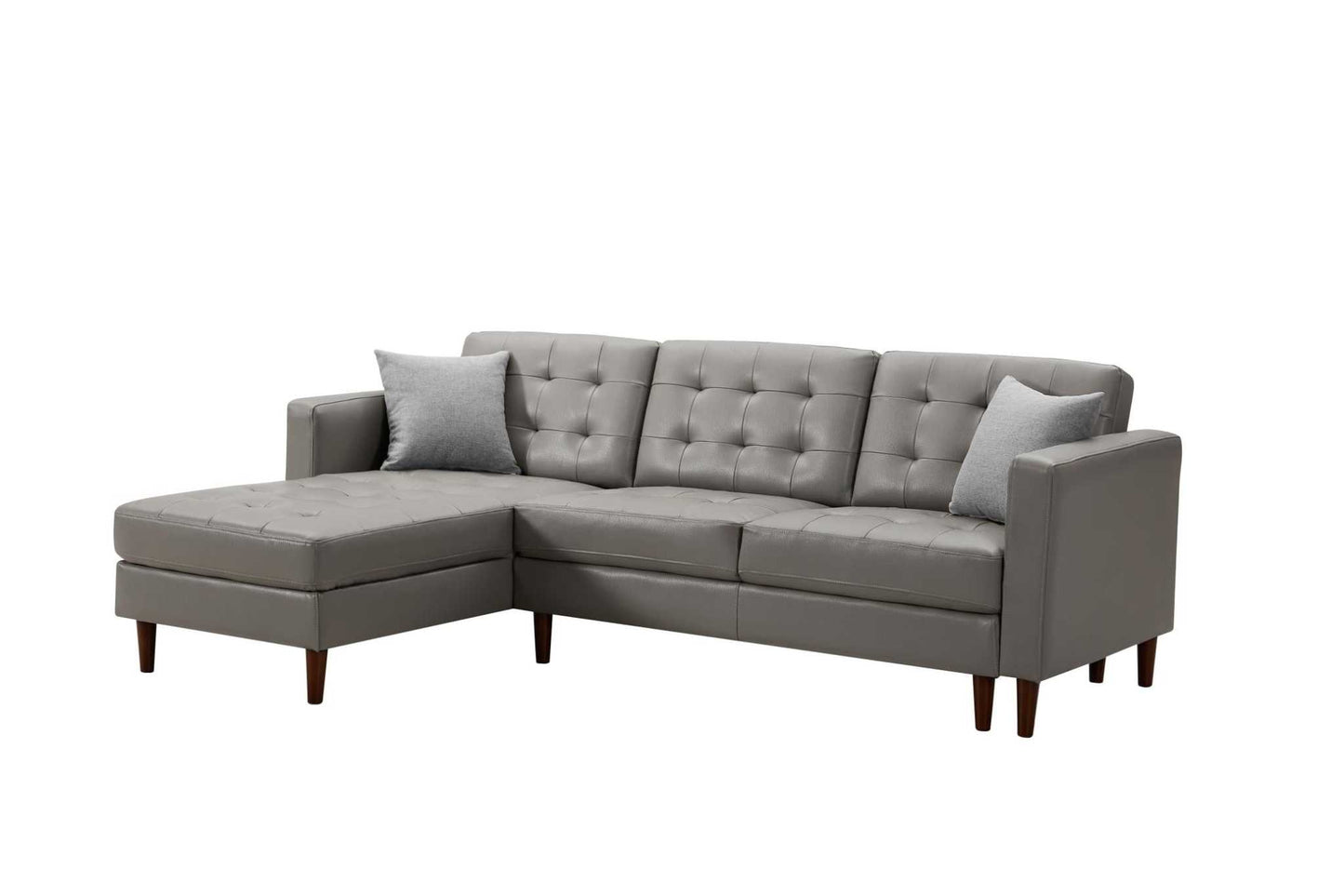 Dark Gray Leather Sofa with U-shape