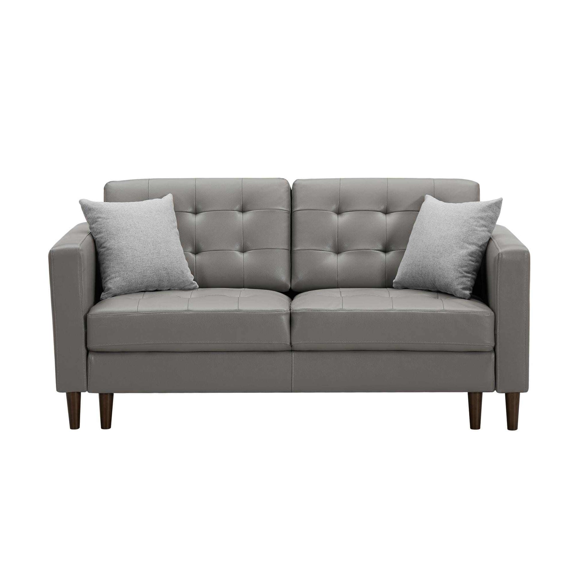 Dark Gray Leather Sofa with U-shape