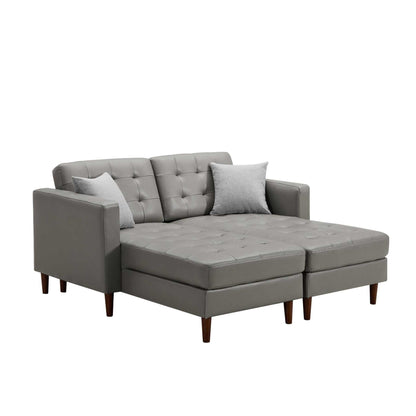 Dark Gray Leather Sofa with U-shape