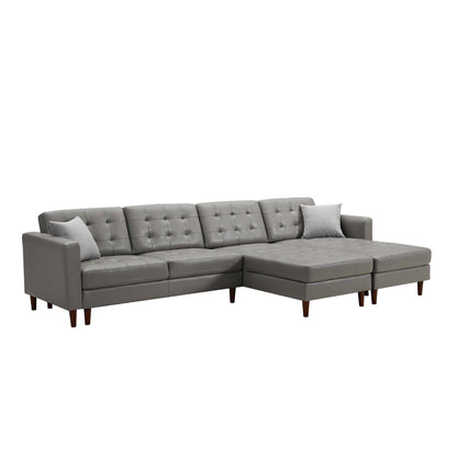 Dark Gray Leather Sofa with U-shape