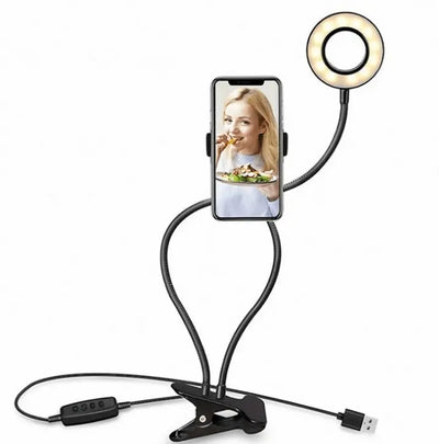 LED Selfie Ring Light with Phone Holder and USB Power