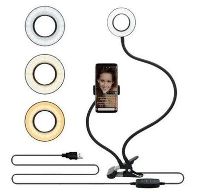 LED Selfie Ring Light with Adjustable Stand and USB Power for Makeup and Live Streaming