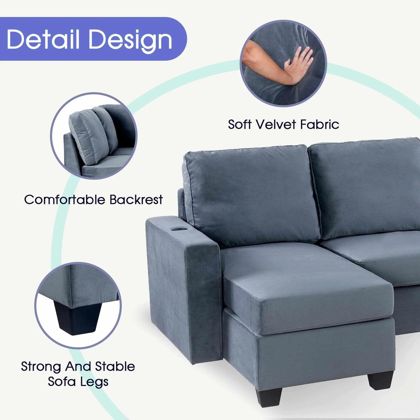3 Pieces Living Room Furniture Set