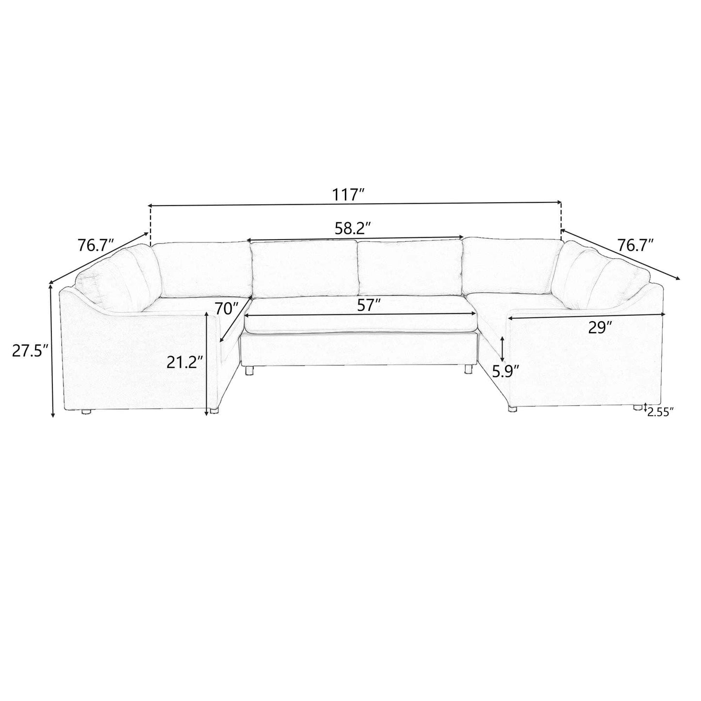 3 Pieces Living Room Furniture Set