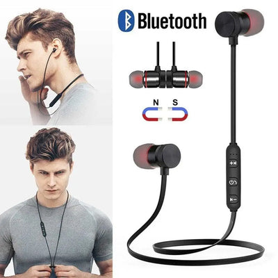 Magnetic Bluetooth wireless in-ear headphones with ergonomic design and high-quality sound.