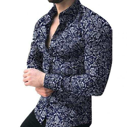 Men's Casual Floral Shirt Long-sleeved ...