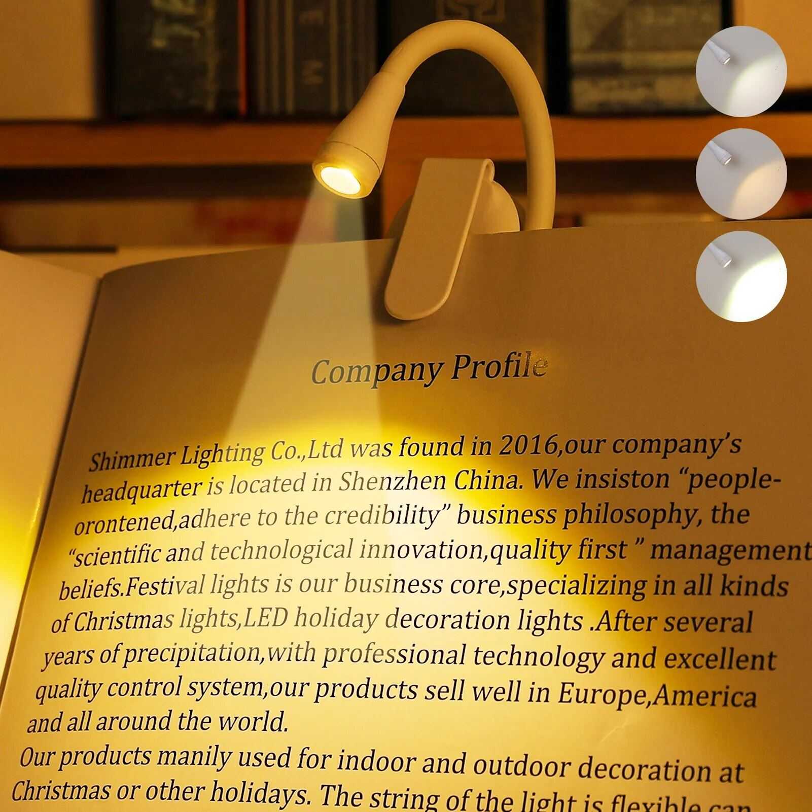 Mini LED Night Light with Adjustable Clip-On Desk or Book