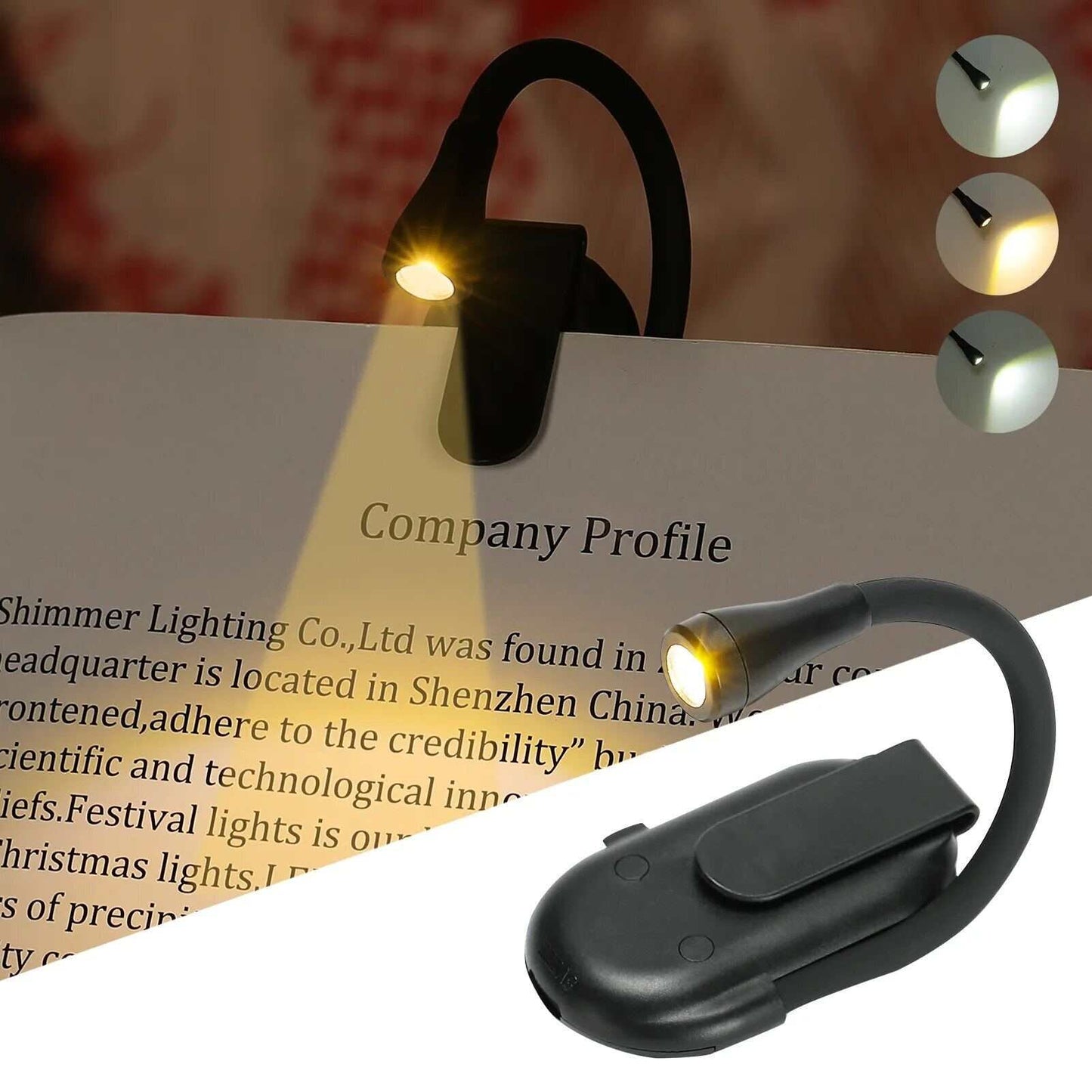 Mini LED Night Light with Adjustable Clip-On Desk or Book