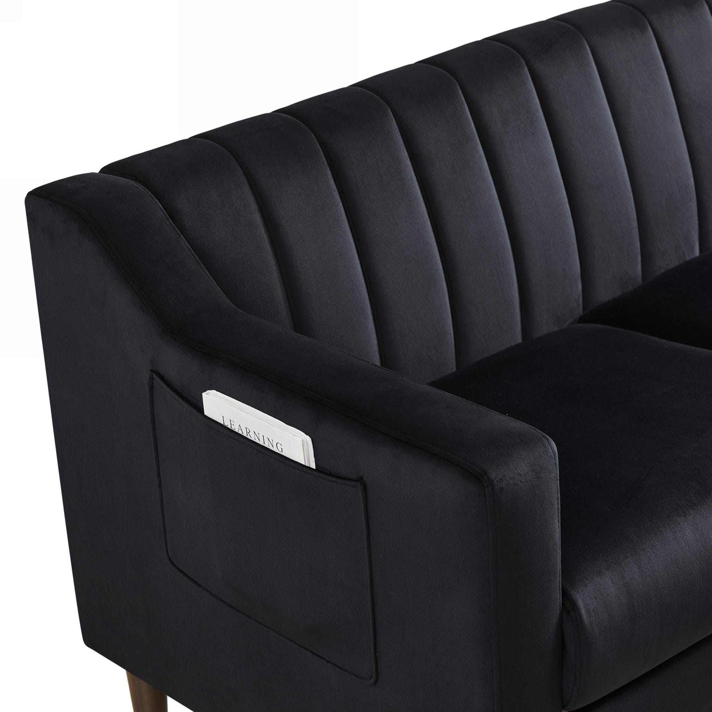 Black Modern Sofa Couch with Velvet