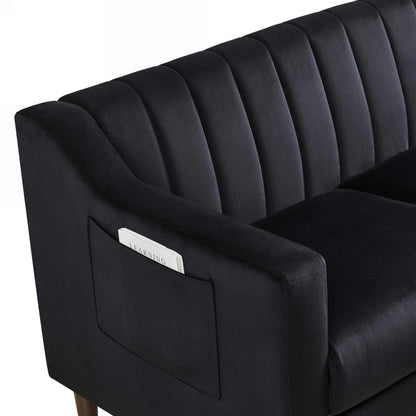 Black Modern Sofa Couch with Velvet