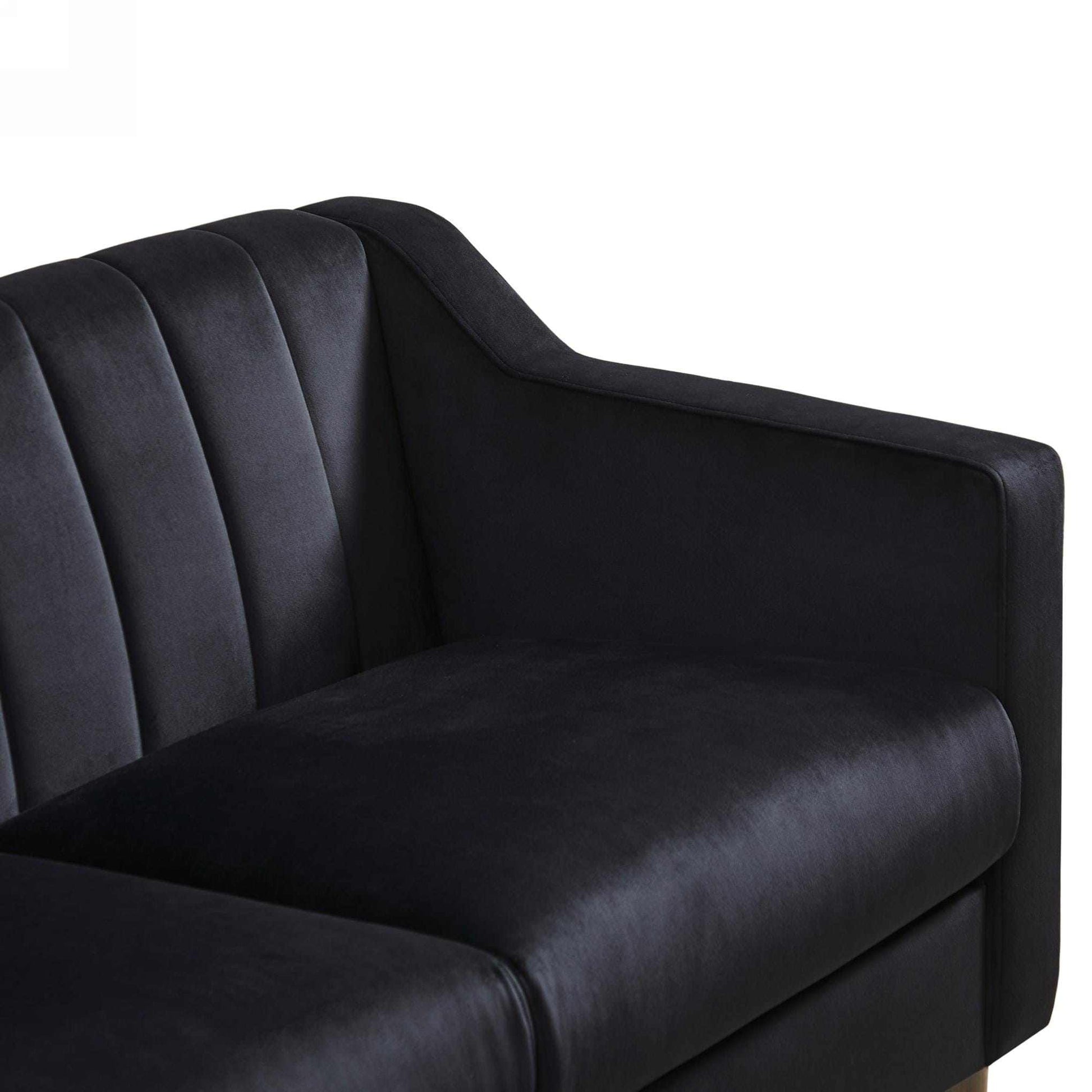 Black Modern Sofa Couch with Velvet