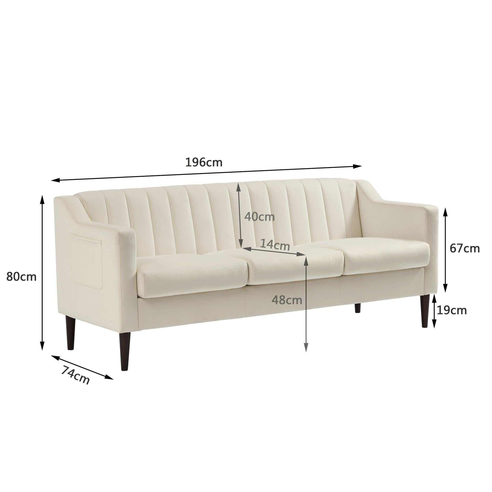 White Modern Sofa Couch with Velvet