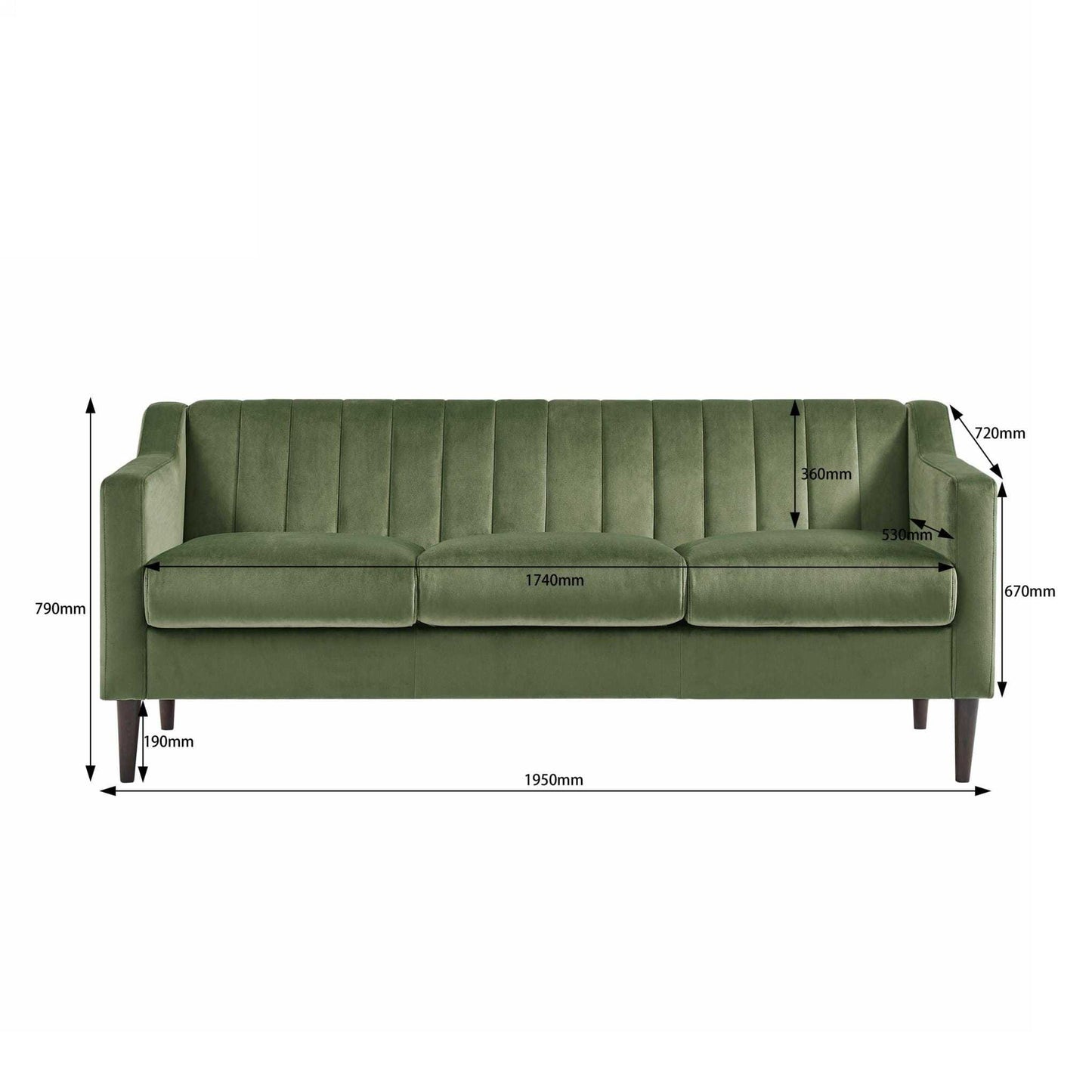 Green Modern Sofa Couch with Velvet