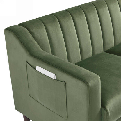 Green Modern Sofa Couch with Velvet