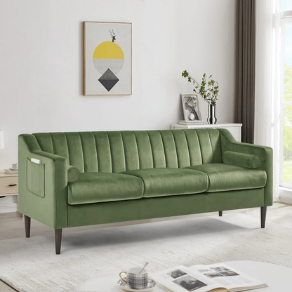 Green Modern Sofa Couch with Velvet