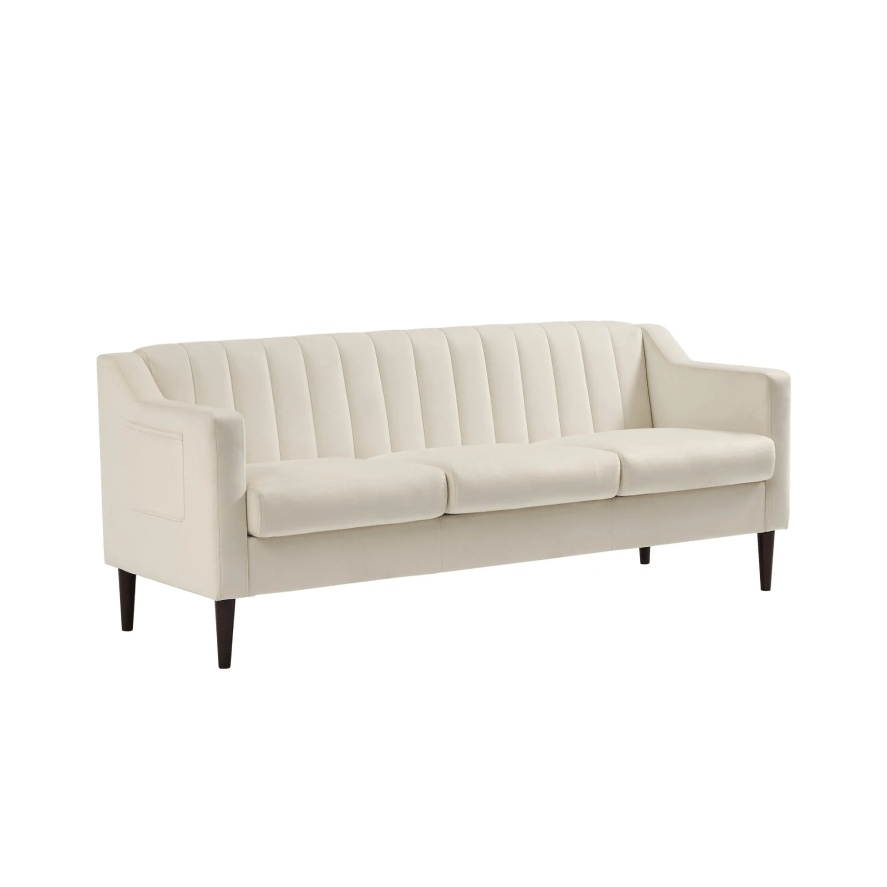 Modern Sofa Couch with Velvet and Wooden Frame &  Legs for Living Room