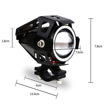 Motorcycle Headlight Cree U7 DRL Fog Lights Driving Running Light With Angel Eyes Lights Ring Front Spotlight Strobe Flashing White Light And Switch