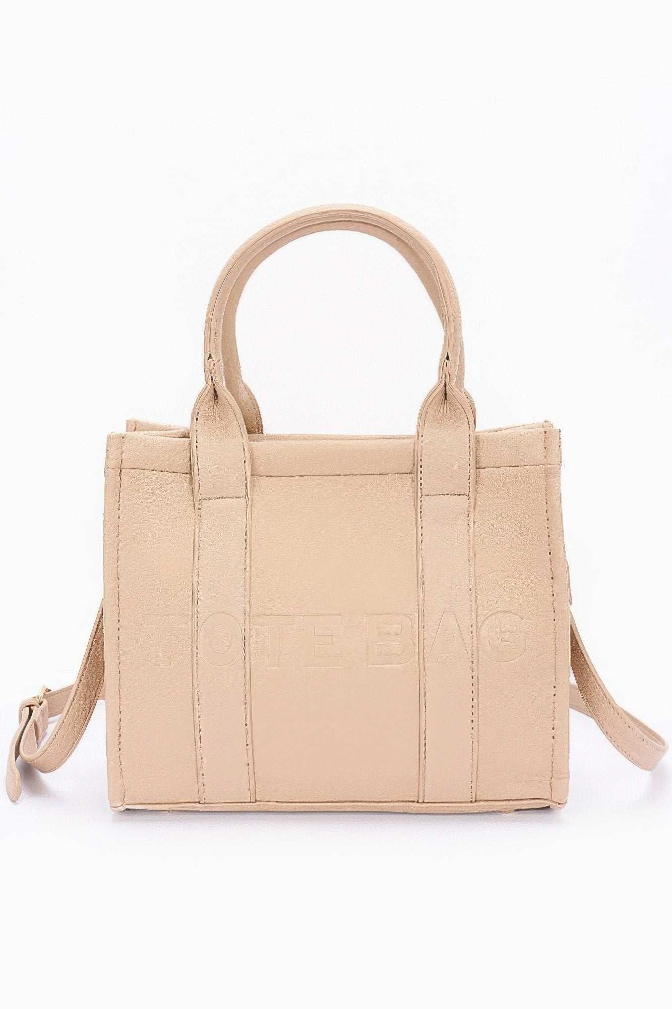 Pink faux leather tote – front view of women's tote bag