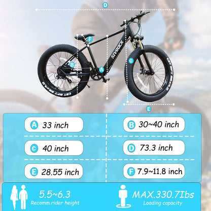 Sivrock Ebike Electric Bike 26\' Fat Tire 1000W Motor 48V 15Ah Large Battery Mountain E-Bike Shimano 7-Speed Bicycle