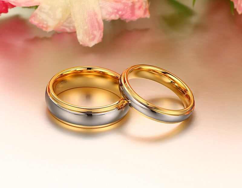 Steel Couple Gold Ring Engagement Fashion ...