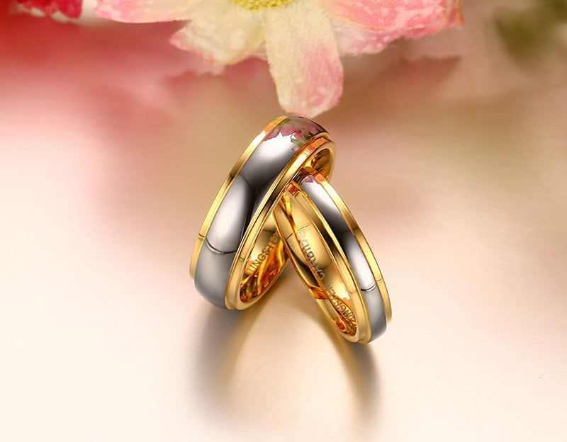 Steel Couple Gold Ring Engagement Fashion ...