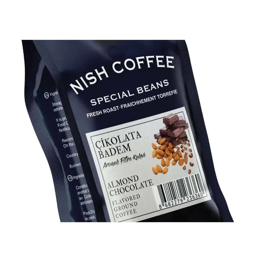 Nish Chocolate Almond Flavored Filter Coffee packaging, 250g.
