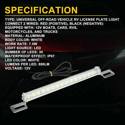 License Plate with Backup Reversing Light Bar