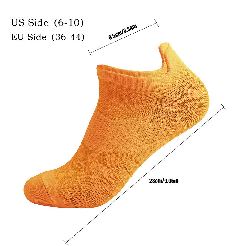 Front view of athletic compression socks showing cushioned and breathable design